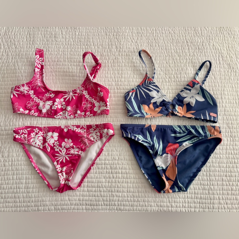 Roxy Kids Swim Bikinis - Pink and Blue Floral